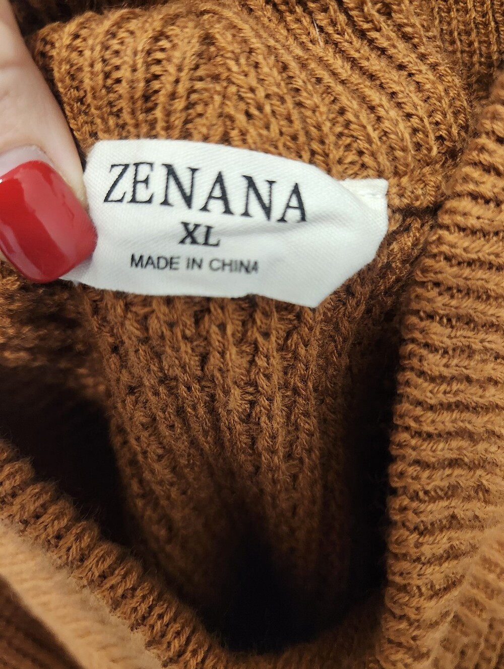 Zenana Off Shoulder Slouchy Chunky Knit Over Sized Sweater Rust Brown Women's XL - Picture 4 of 5